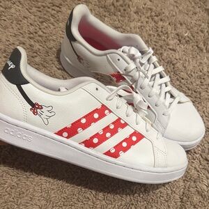 Adidas White and Red Polka Dot Sneakers